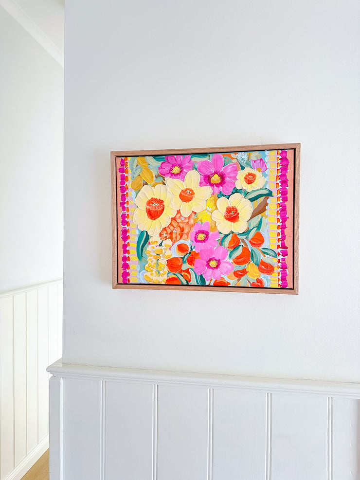 Daffodils & Cosmos - Original Textured Artwork
