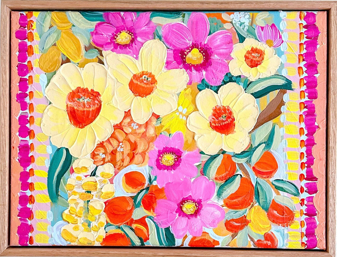 Daffodils &amp; Cosmos - Original Textured Artwork