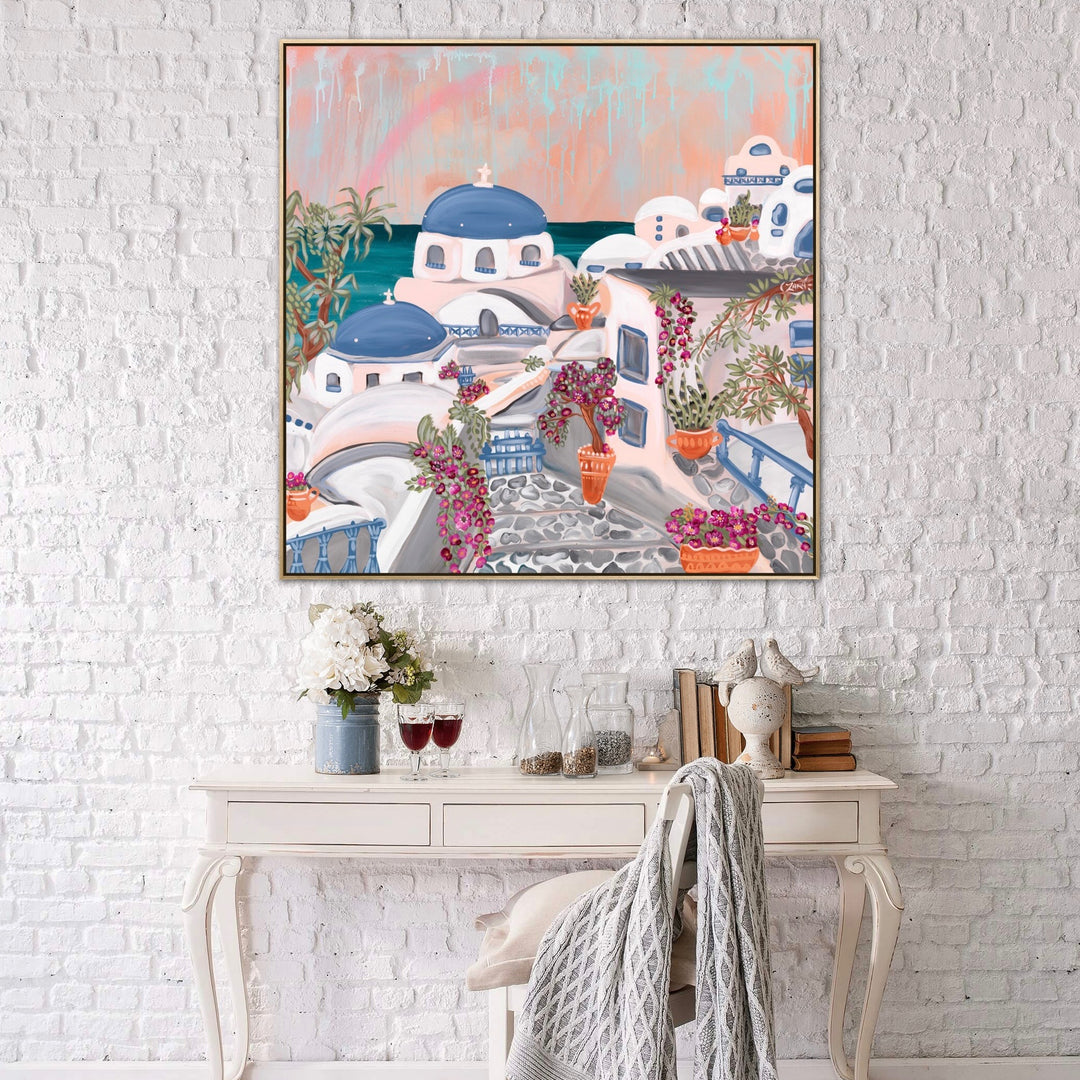 Canvas Print - Stairways In Santorini